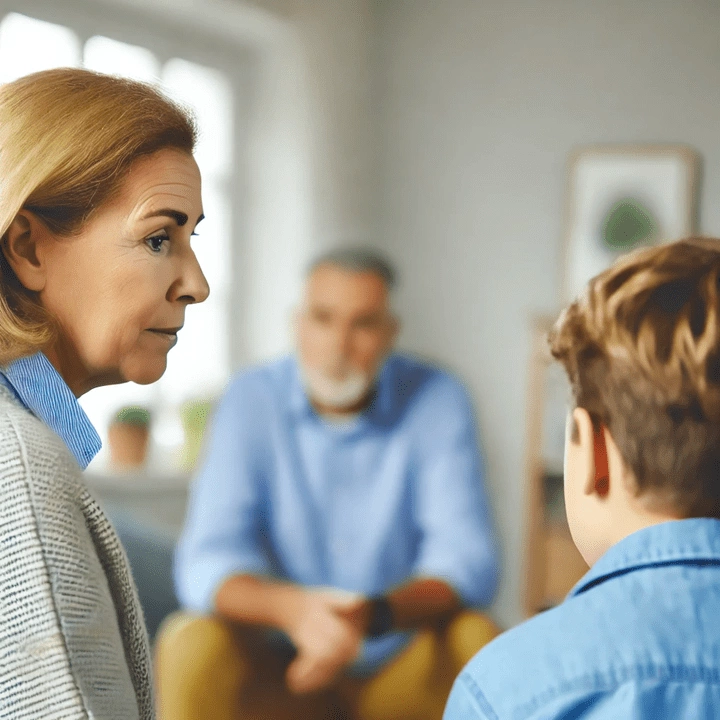 What You Need to Know About the 51B Investigation Process in Massachusetts 24 A warm and inviting scene of a supportive conversation between an adult and a child in a home environment, symbolizing a safe space for important discussions